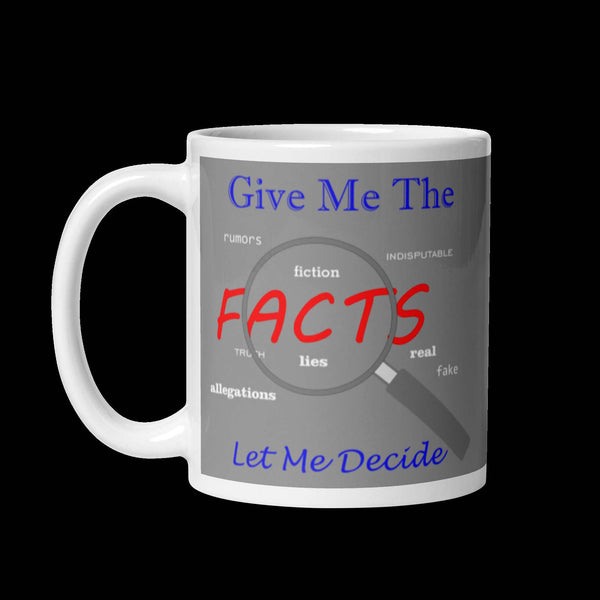 Give Me The Facts Light Grey Coffie Mug