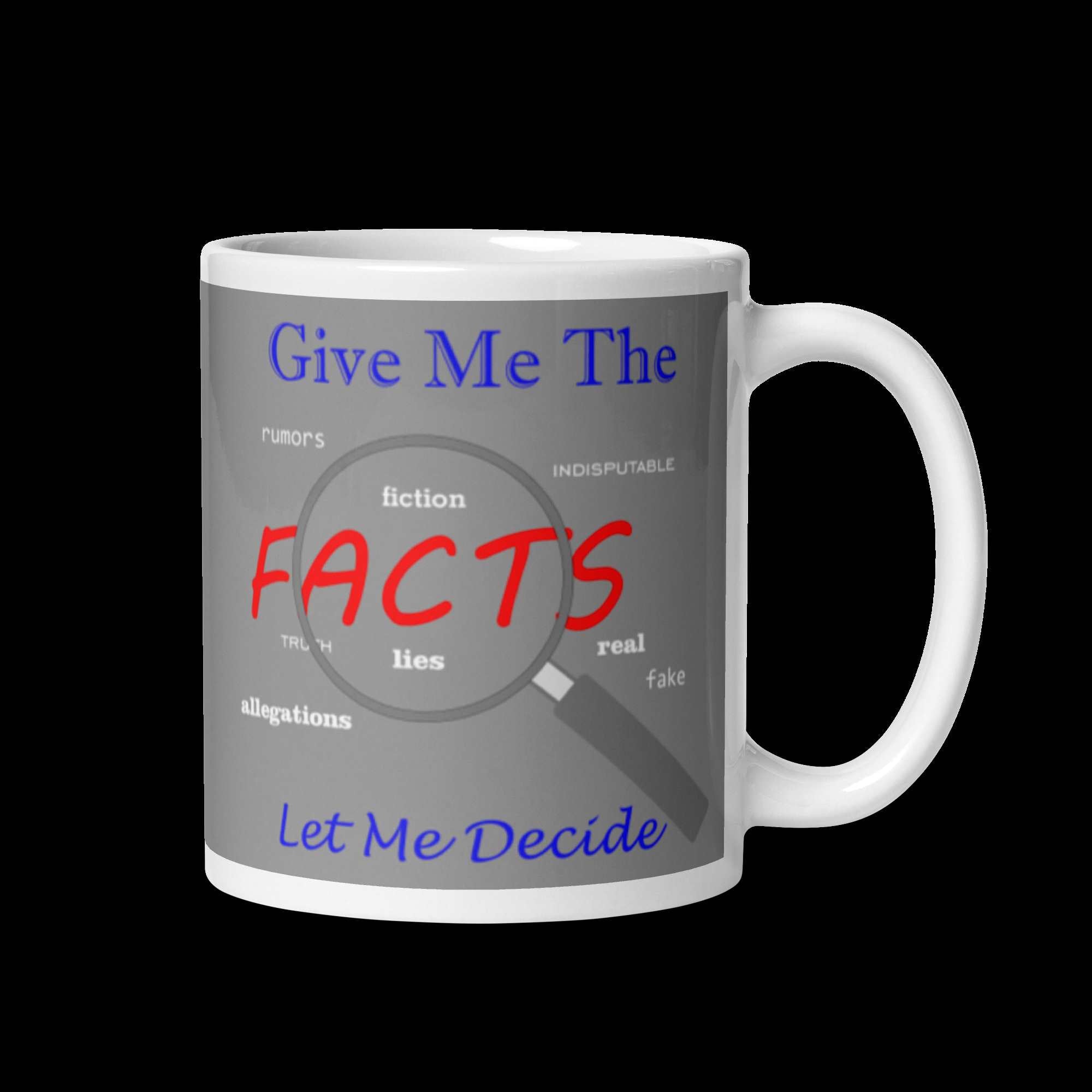 Give Me The Facts Light Grey Coffie Mug